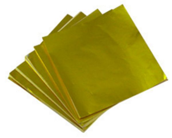 Gold Foil Candy Wrappers for Chocolate Bars (6 x 7.5 in, 100 Sheets)