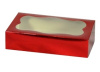 8-1/2 x 5-3/8 x 2 RED Metallic Greaseproof Box w/Window -1# (Qty 20)